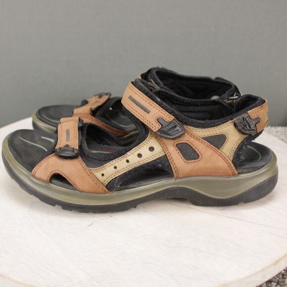 Ecco Offroad Hiking Sandals Mens 39 US 6 Brown Tan Leather Adjustable - Picture 5 of 9